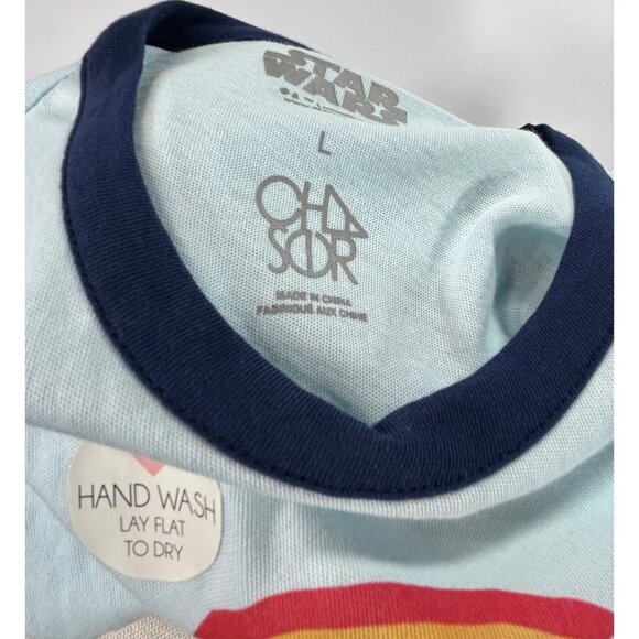 CHASER Star Wars Tank Top Sz L Chewbacca "Chewie" Graphic Light Blue Muscle Tank - Picture 8 of 8